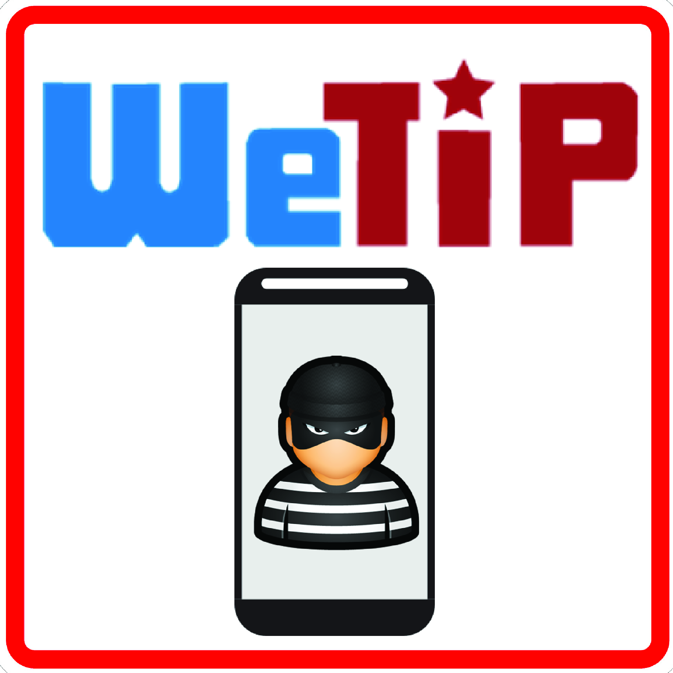 Sketch of a smart phone, which is displaying a sketch of a burglar